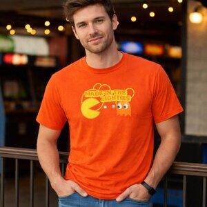 Vintage 80s Pac-Man T-Shirt Orange Single Stitch Made USA Preshrunk Cotton 2XL